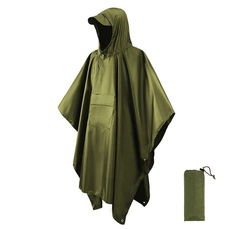 Waterproof Hooded Poncho Jacket For Outdoor Activities Packable Rain Gear With Front Pocket