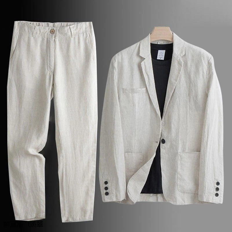 TrendAura Mens Lightweight Blazer Set With Relaxed Fit For Warm Weather Office And Casual Wear