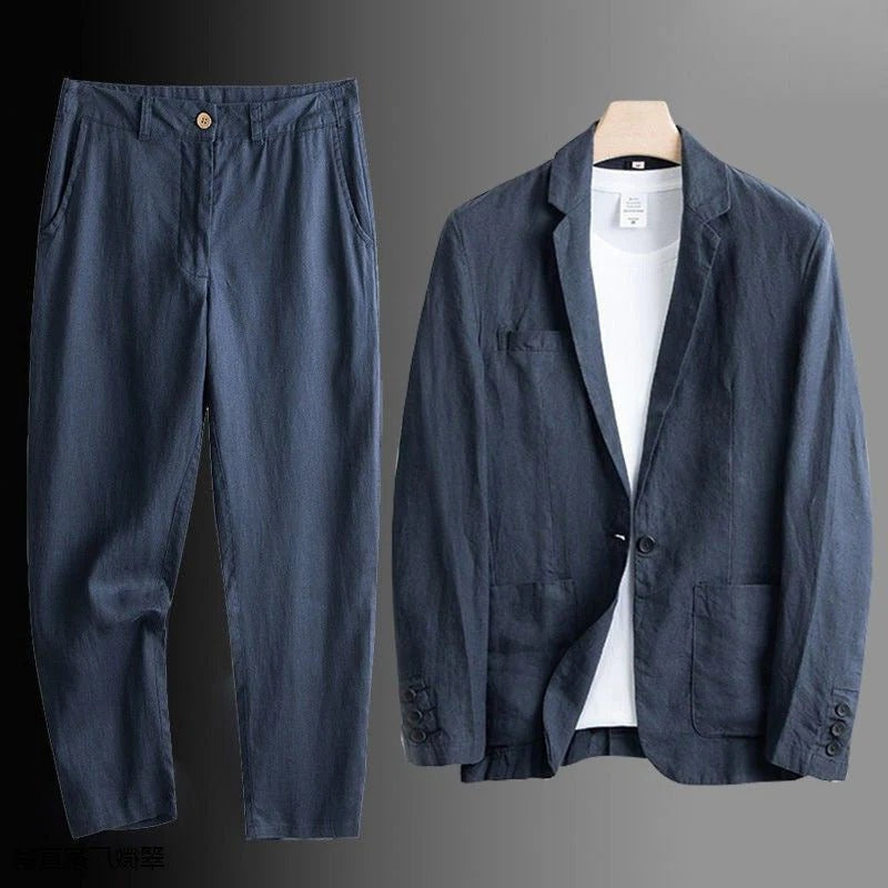 TrendAura Mens Lightweight Blazer Set With Relaxed Fit For Warm Weather Office And Casual Wear