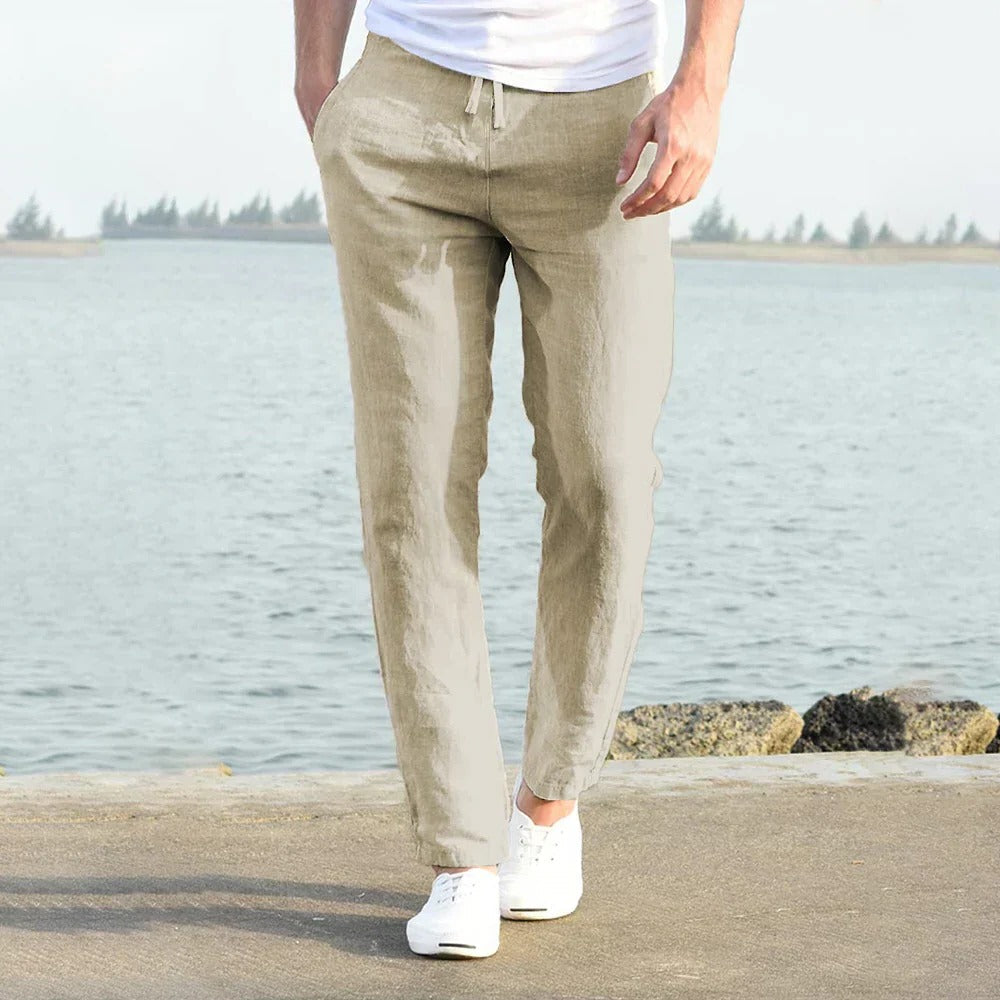 TrendAura Mens Loose Fit Summer Trousers Lightweight Breathable Casual Pants For Warm Weather
