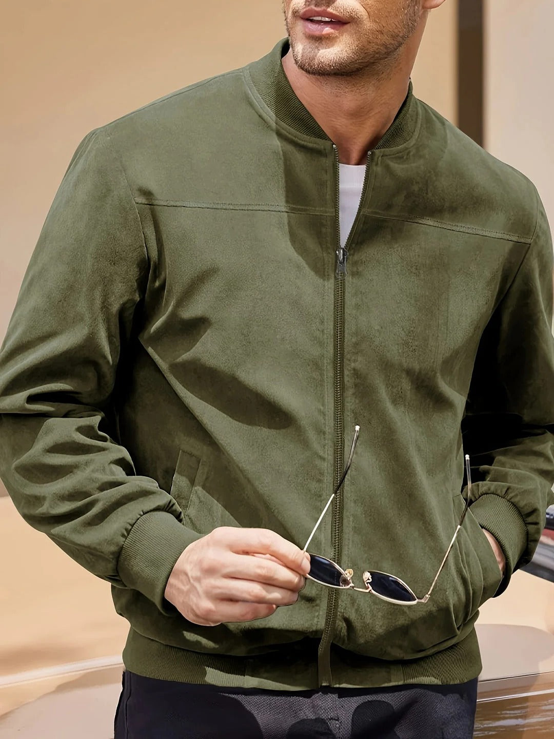 TrendAura Mens Lightweight Casual Jacket With Stand Up Collar Full Zip For Spring And Autumn