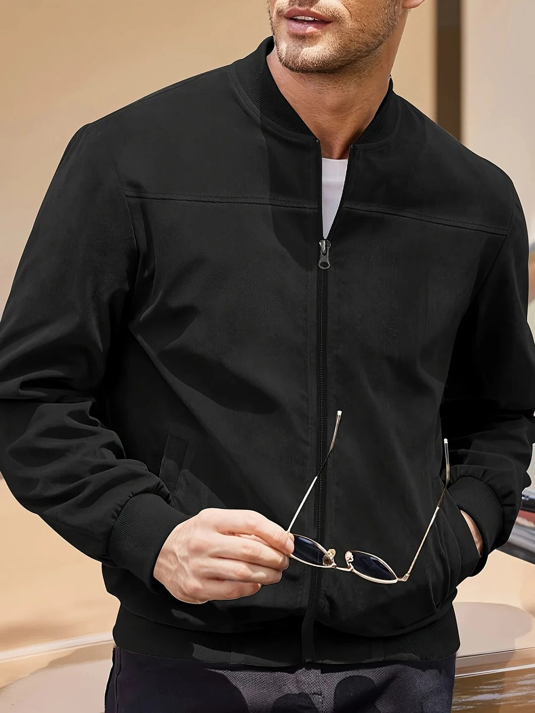 TrendAura Mens Lightweight Casual Jacket With Stand Up Collar Full Zip For Spring And Autumn