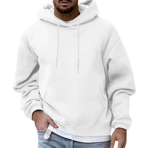 Mens Hoodie With Front Pocket Drawstring Hood Relaxed Fit Cozy Light Blue By TrendAura