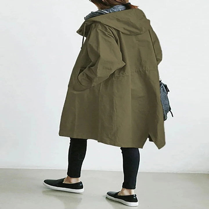 Water-Resistant Hooded Overcoat for Outdoor Use