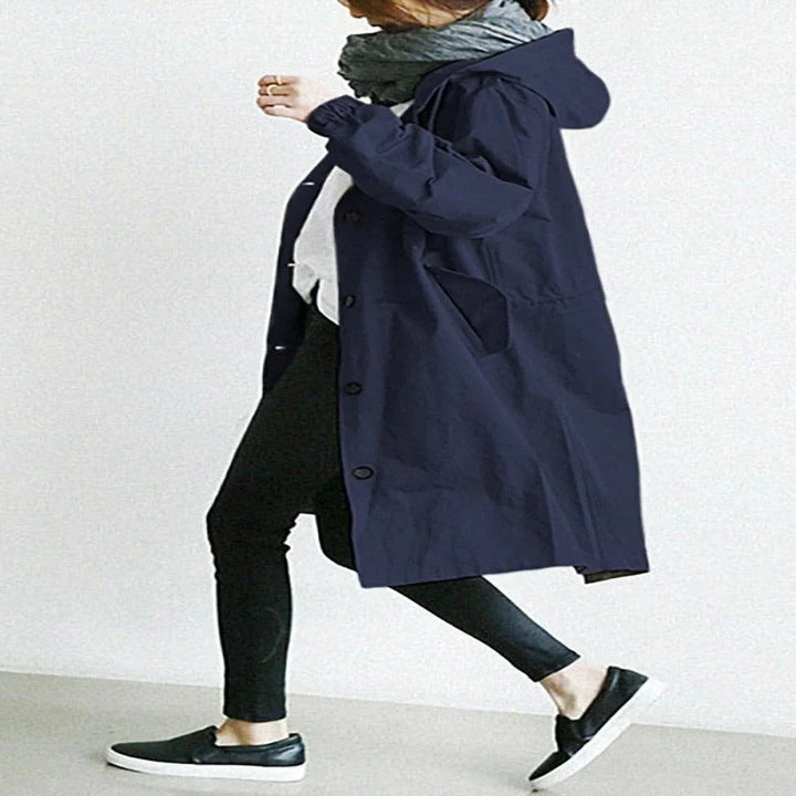 Water-Resistant Hooded Overcoat for Outdoor Use