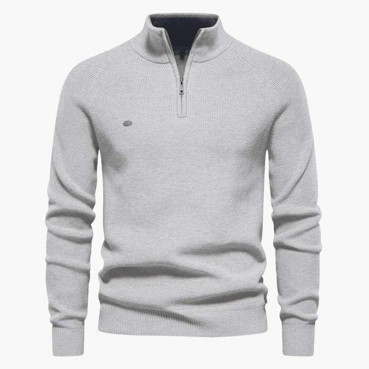 TrendAura Men's Navy Knit Sweater With Quarter Zip Collar For Professional And Casual Wear