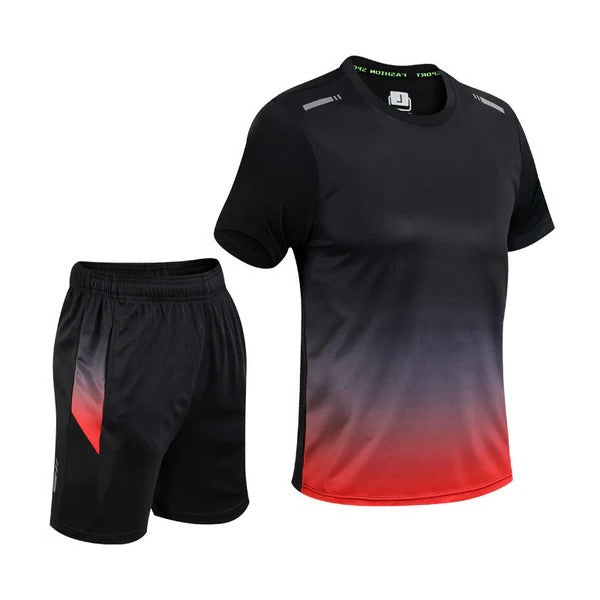 TrendAura Mens Two Piece Gradient Activewear Set Blue to Black Lightweight Durable for Workouts Runs and Outdoors