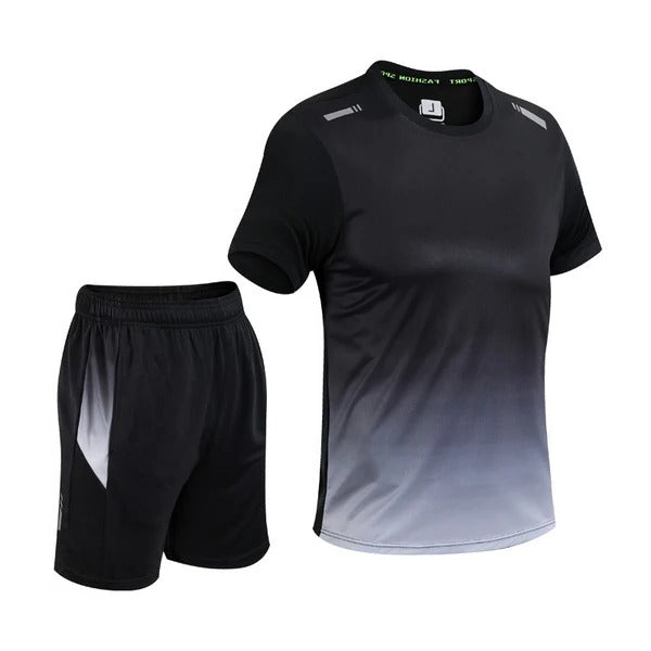 TrendAura Mens Two Piece Gradient Activewear Set Blue to Black Lightweight Durable for Workouts Runs and Outdoors