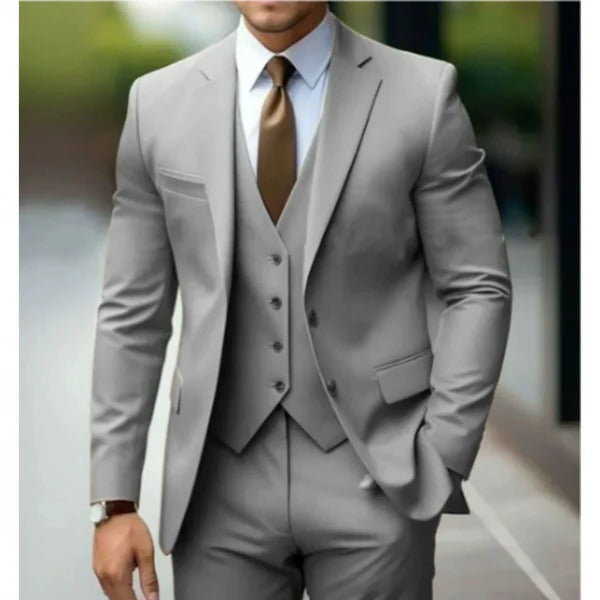 TrendAura Three Piece Mens Suit With Two Button Jacket Vest And Trousers For Weddings Receptions And Business