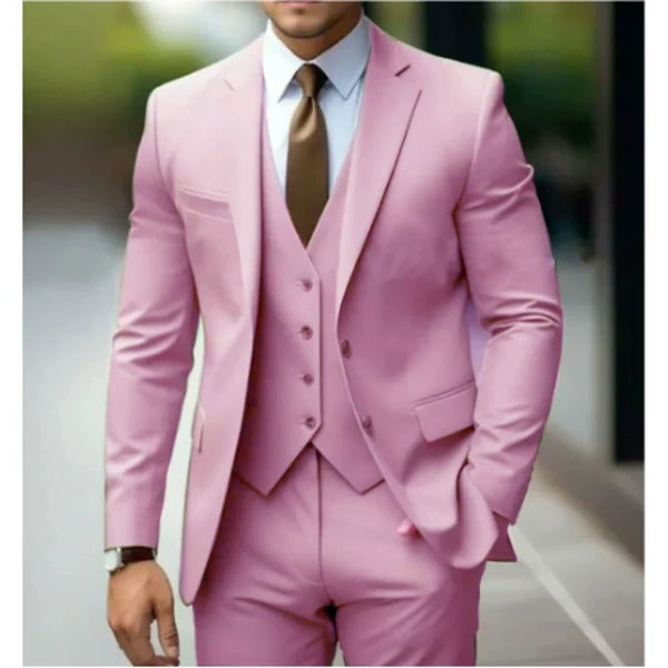 TrendAura Three Piece Mens Suit With Two Button Jacket Vest And Trousers For Weddings Receptions And Business