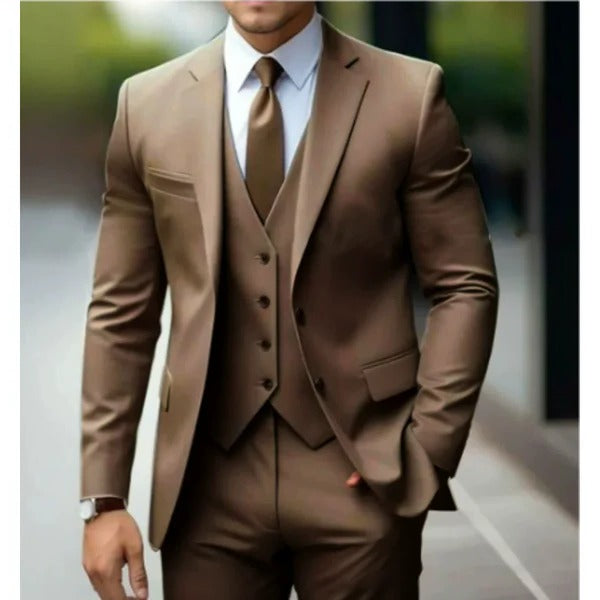 TrendAura Three Piece Mens Suit With Two Button Jacket Vest And Trousers For Weddings Receptions And Business