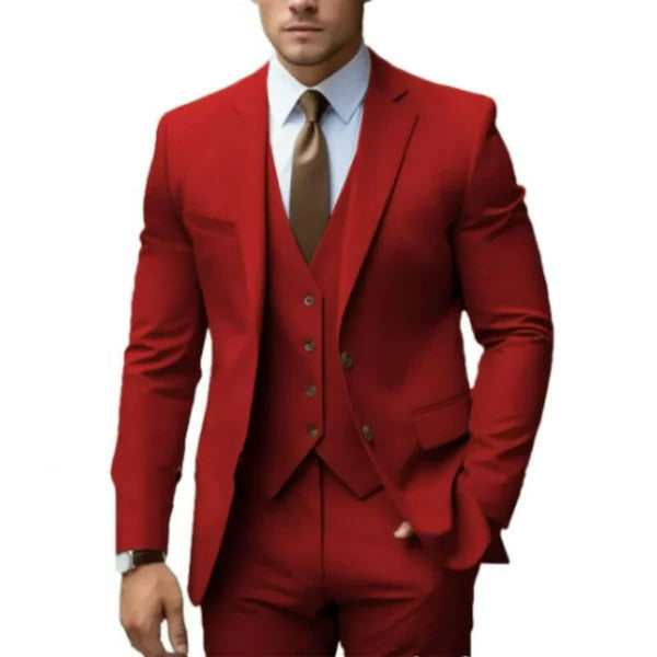 TrendAura Three Piece Mens Suit With Two Button Jacket Vest And Trousers For Weddings Receptions And Business