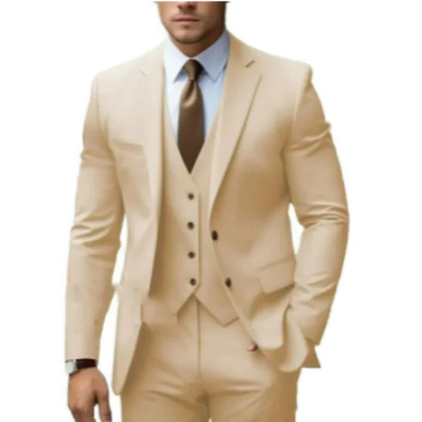 TrendAura Three Piece Mens Suit With Two Button Jacket Vest And Trousers For Weddings Receptions And Business