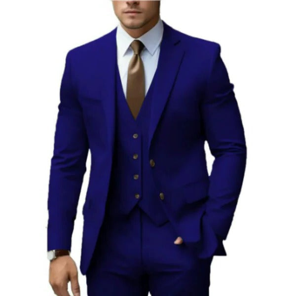 TrendAura Three Piece Mens Suit With Two Button Jacket Vest And Trousers For Weddings Receptions And Business