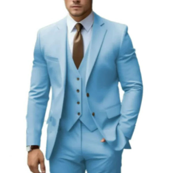 TrendAura Three Piece Mens Suit With Two Button Jacket Vest And Trousers For Weddings Receptions And Business