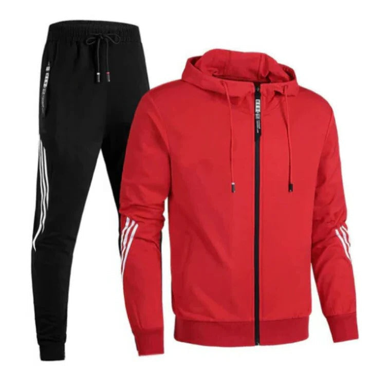 TrendAura Men's Two-Piece Tracksuit Set Slim Fit Zip Hoodie And Joggers For Training And Everyday Wear