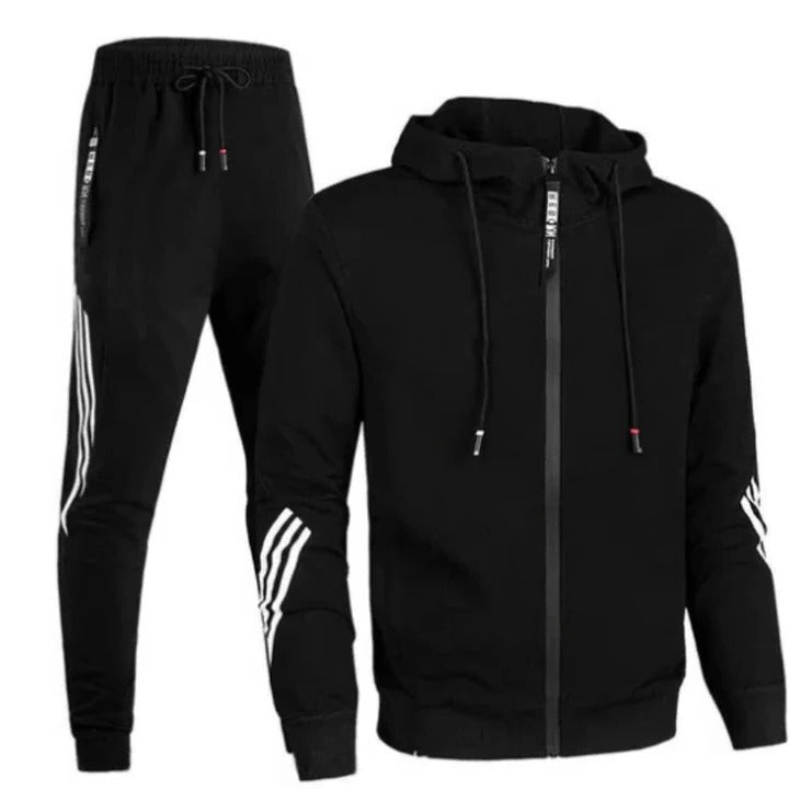 TrendAura Men's Two-Piece Tracksuit Set Slim Fit Zip Hoodie And Joggers For Training And Everyday Wear