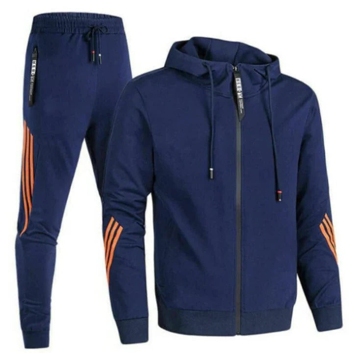 TrendAura Men's Two-Piece Tracksuit Set Slim Fit Zip Hoodie And Joggers For Training And Everyday Wear