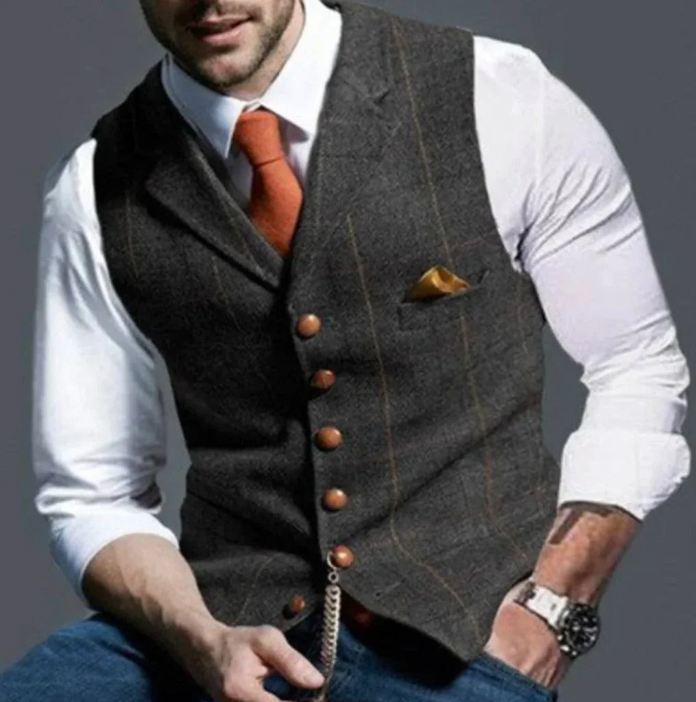 TrendAura Classic Slim Fit Mens Suit Vest Six Button Closure Waistcoat For Formal And Casual Attire