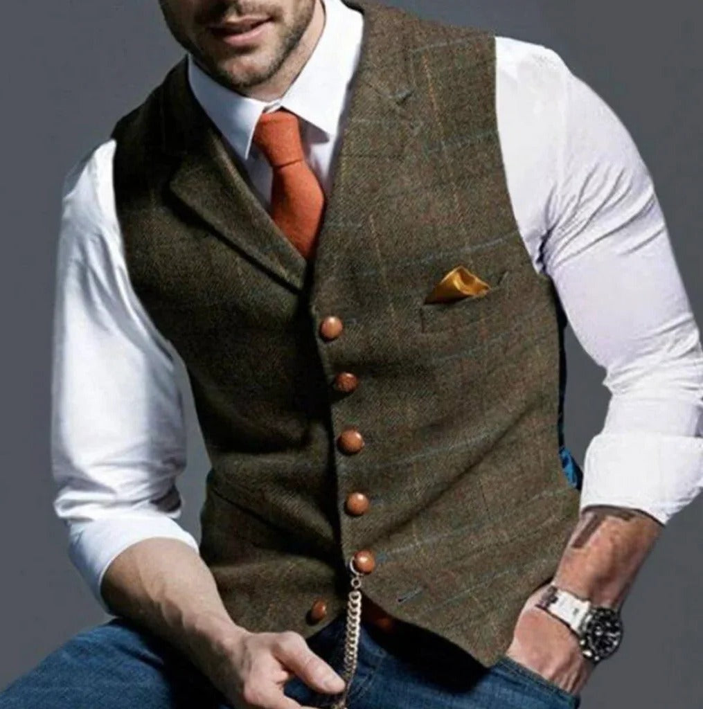 TrendAura Classic Slim Fit Mens Suit Vest Six Button Closure Waistcoat For Formal And Casual Attire