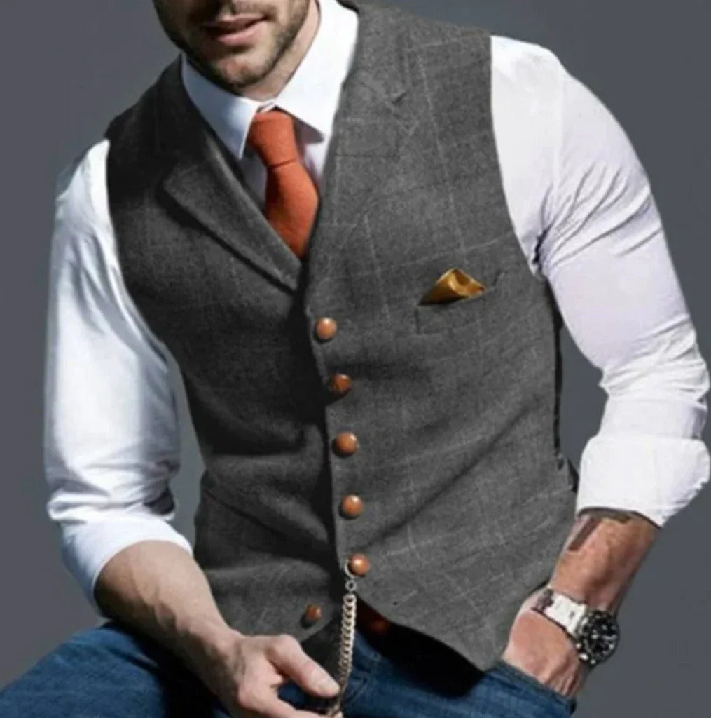 TrendAura Classic Slim Fit Mens Suit Vest Six Button Closure Waistcoat For Formal And Casual Attire