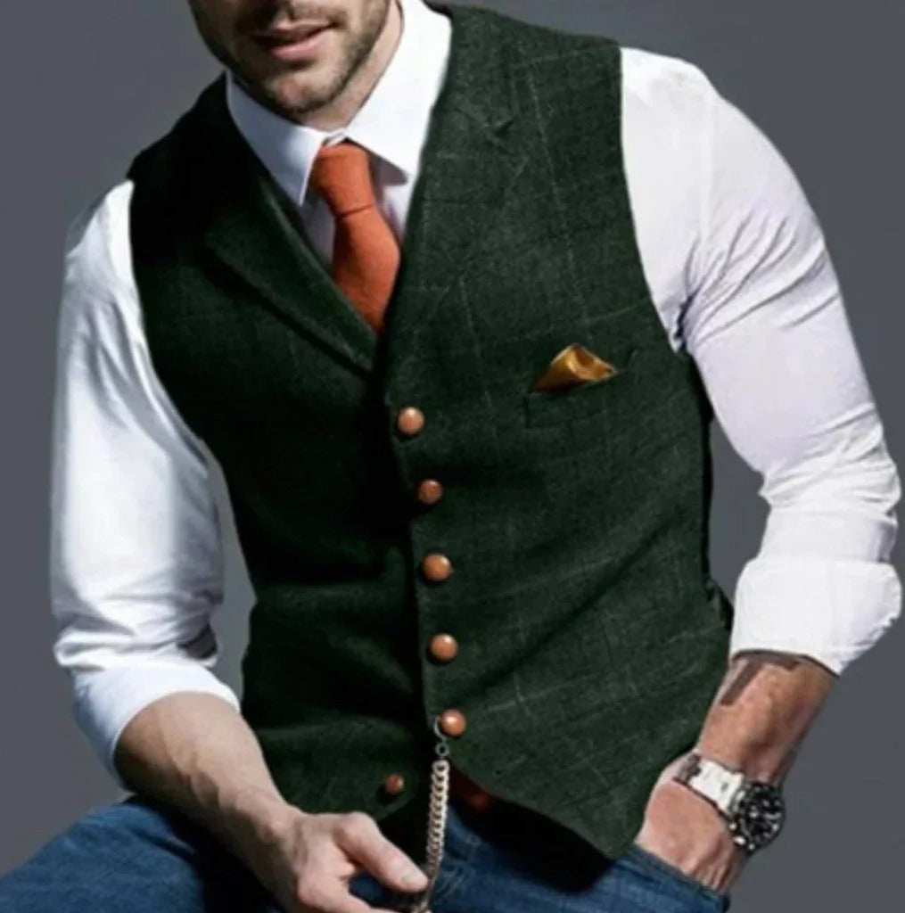 TrendAura Classic Slim Fit Mens Suit Vest Six Button Closure Waistcoat For Formal And Casual Attire