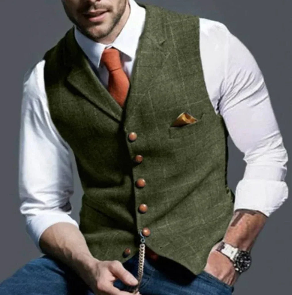 TrendAura Classic Slim Fit Mens Suit Vest Six Button Closure Waistcoat For Formal And Casual Attire