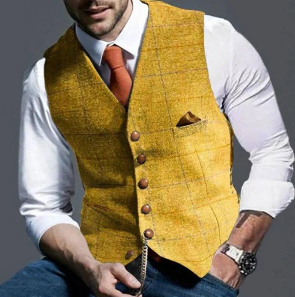 TrendAura Classic Slim Fit Mens Suit Vest Six Button Closure Waistcoat For Formal And Casual Attire