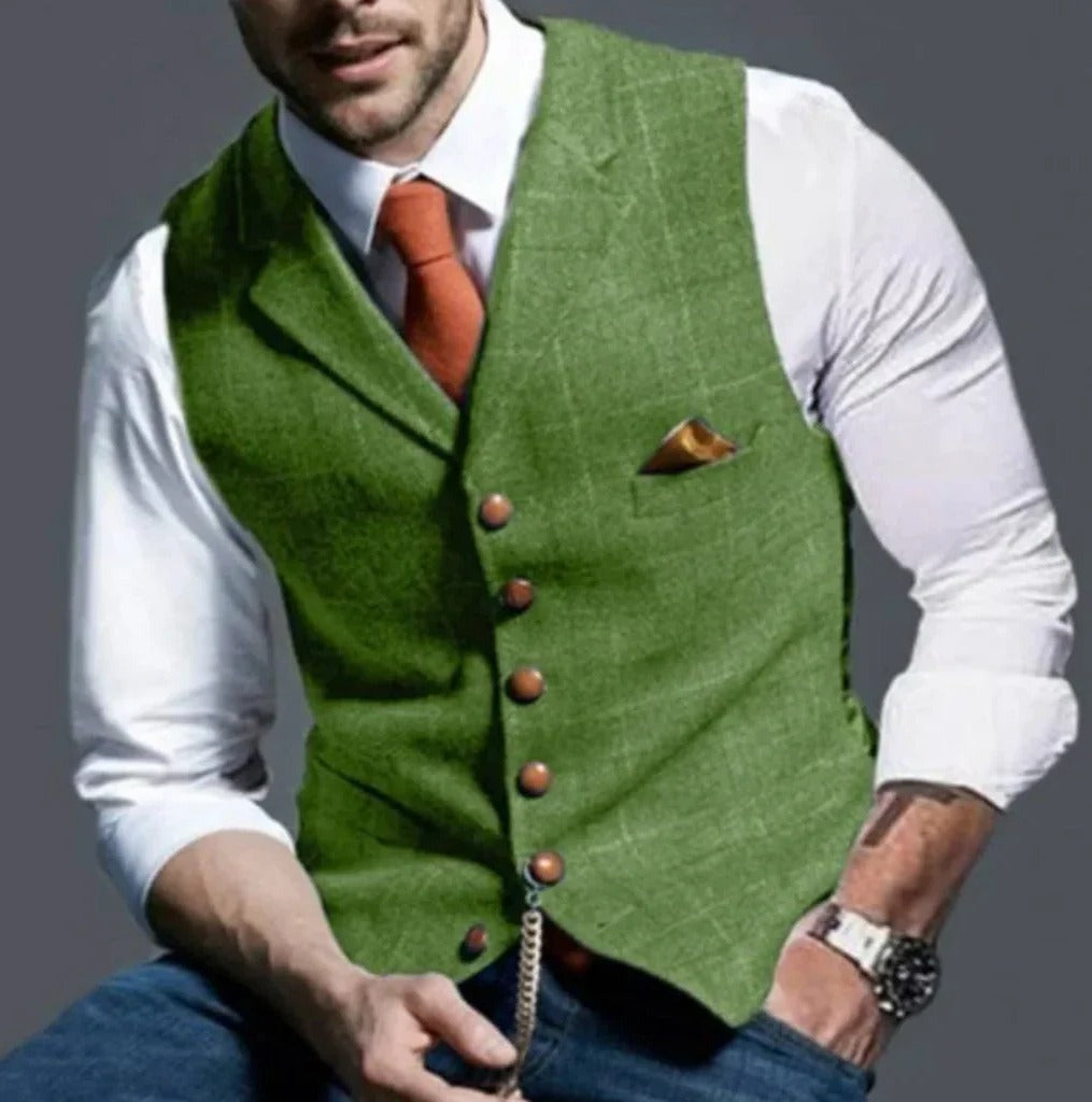 TrendAura Classic Slim Fit Mens Suit Vest Six Button Closure Waistcoat For Formal And Casual Attire