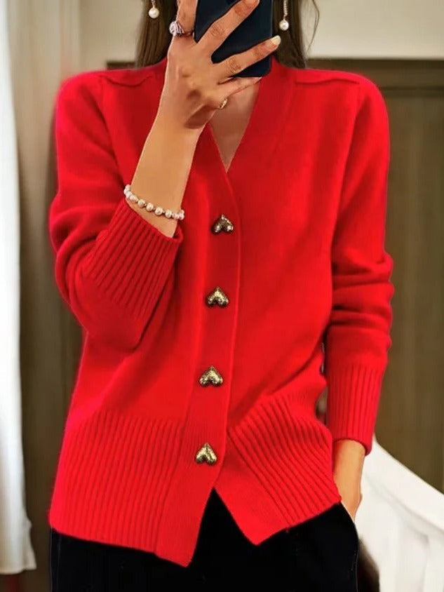 Women’s Cardigan with Heart-Shaped Button
