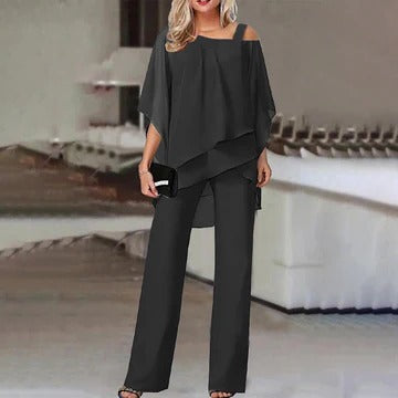 Elegant Two-Piece Set with Cold Shoulder Design