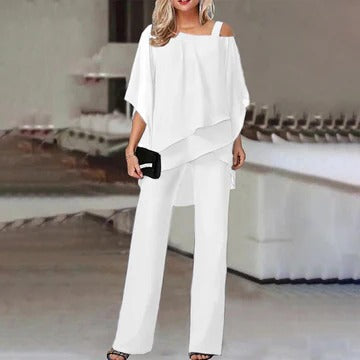 Elegant Two-Piece Set with Cold Shoulder Design
