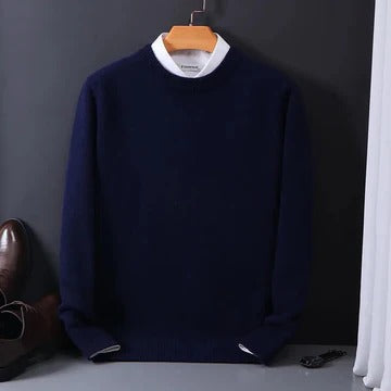 Men's Classic Cashmere Crewneck Sweater Soft Light Gray Knit for Formal and Casual Wear by TrendAura
