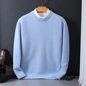 Men's Classic Cashmere Crewneck Sweater Soft Light Gray Knit for Formal and Casual Wear by TrendAura
