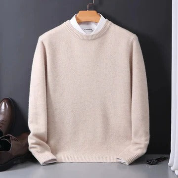 Men's Classic Cashmere Crewneck Sweater Soft Light Gray Knit for Formal and Casual Wear by TrendAura