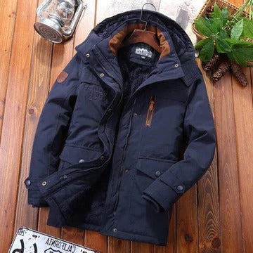 TrendAura Men's Hooded Winter Jacket With Pockets Insulated Outer Shell For Cold Weather