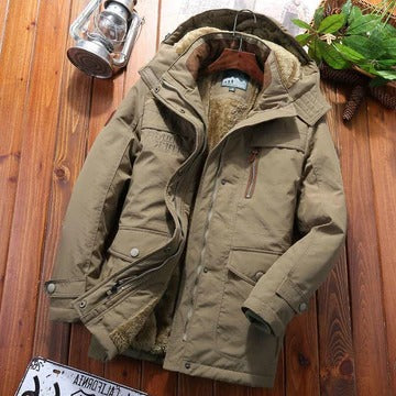 TrendAura Men's Hooded Winter Jacket With Pockets Insulated Outer Shell For Cold Weather