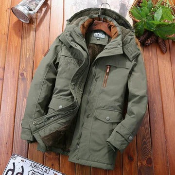 TrendAura Men's Hooded Winter Jacket With Pockets Insulated Outer Shell For Cold Weather