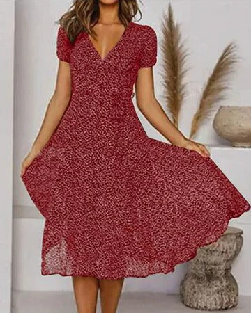 Women’s Floral Print Dress with V-Neck