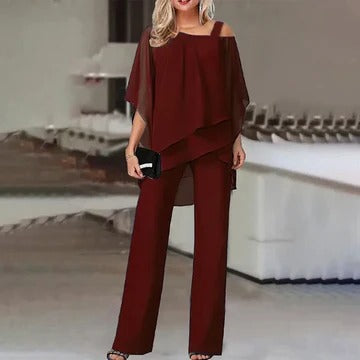 Women’s Layered Cold-Shoulder Pant Set