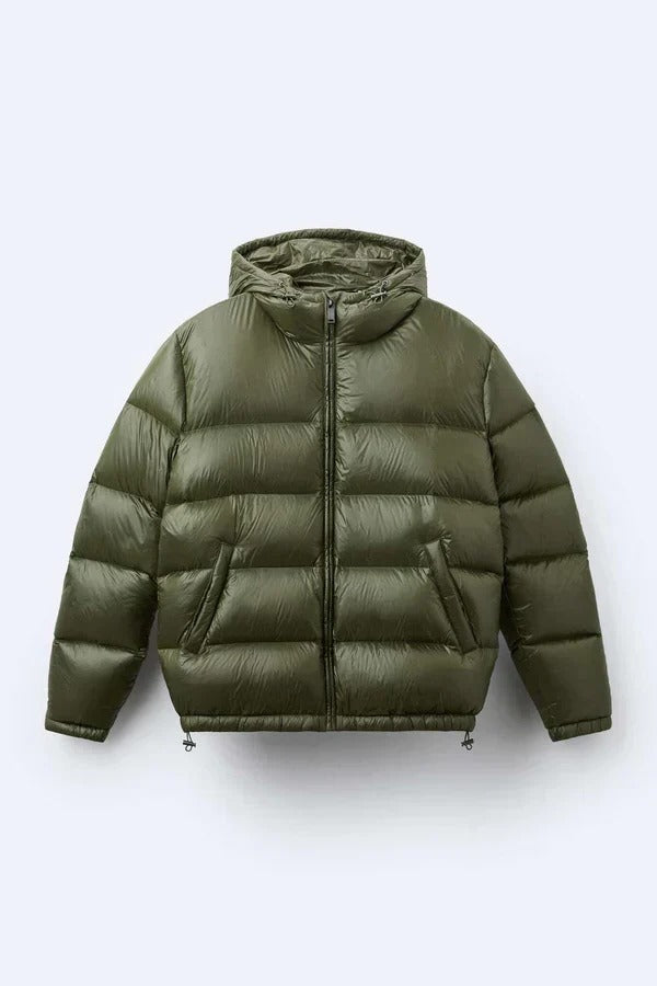 TrendAura Waterproof Puffer Jacket With Hood Insulated Warmth For Cold Rainy Weather