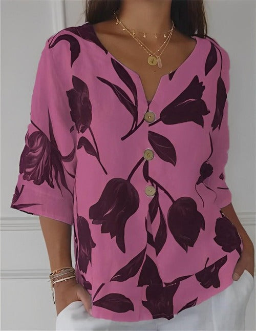 Floral V-Neck Everyday Blouse
