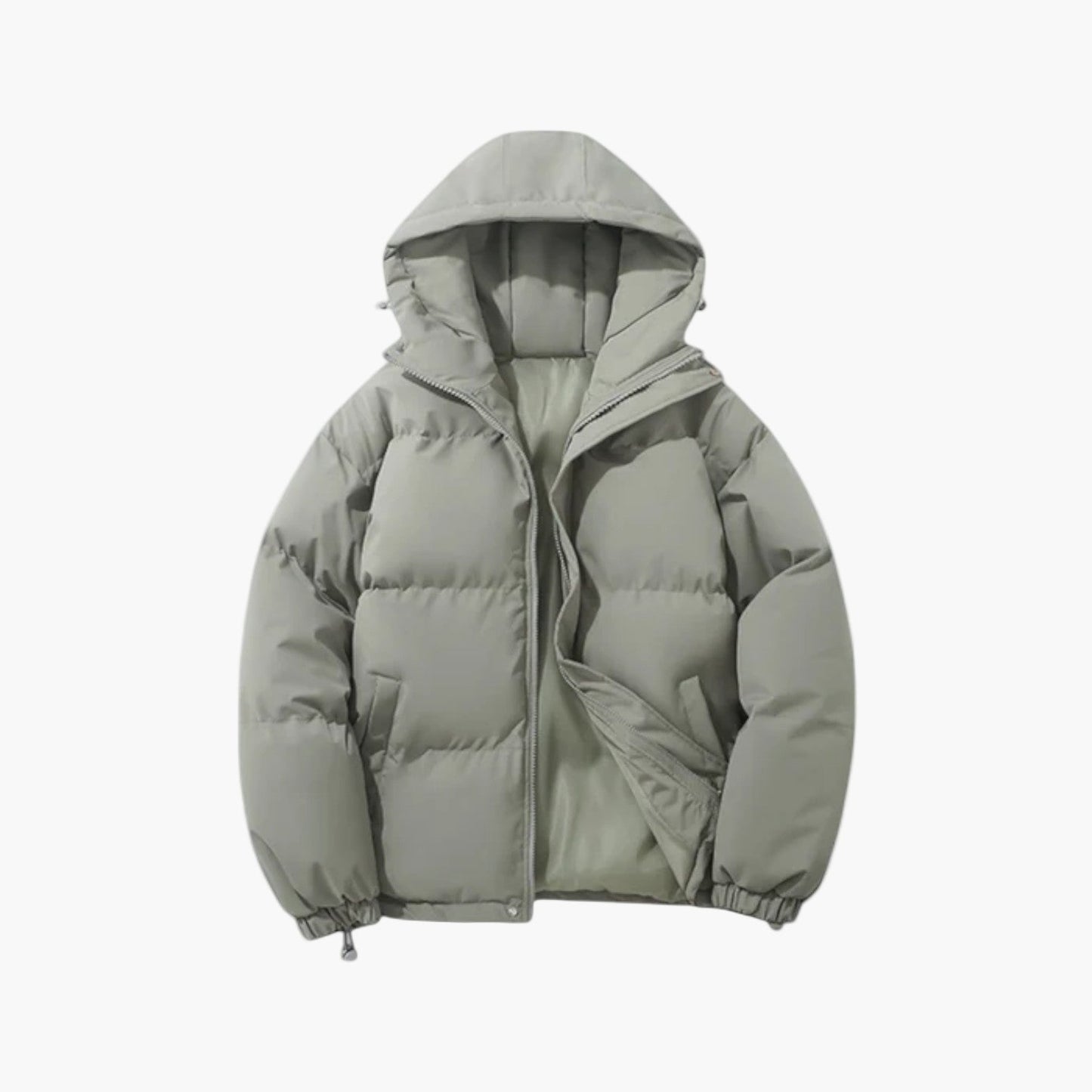 Cory Men's Quilted Winter Zip Up Hooded Jacket By TrendAura Warm Puffer Coat In Beige
