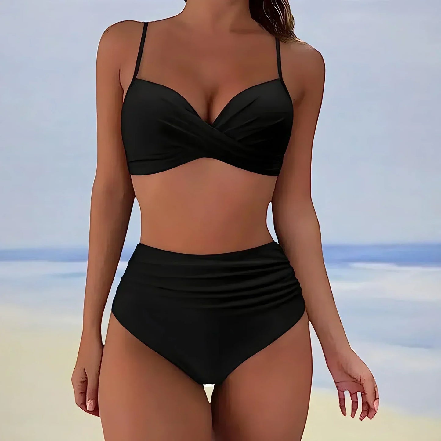 Women’s Bikini Bottom – High Waist – Ruched Sides – Stretch Fit – Full Coverage