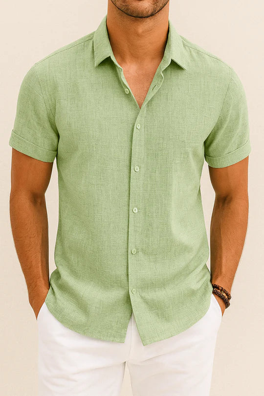 Short Sleeve Linen Shirt For Men