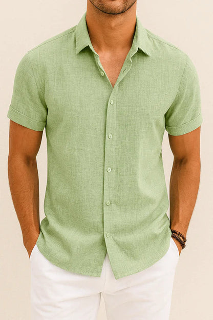Short Sleeve Linen Shirt For Men