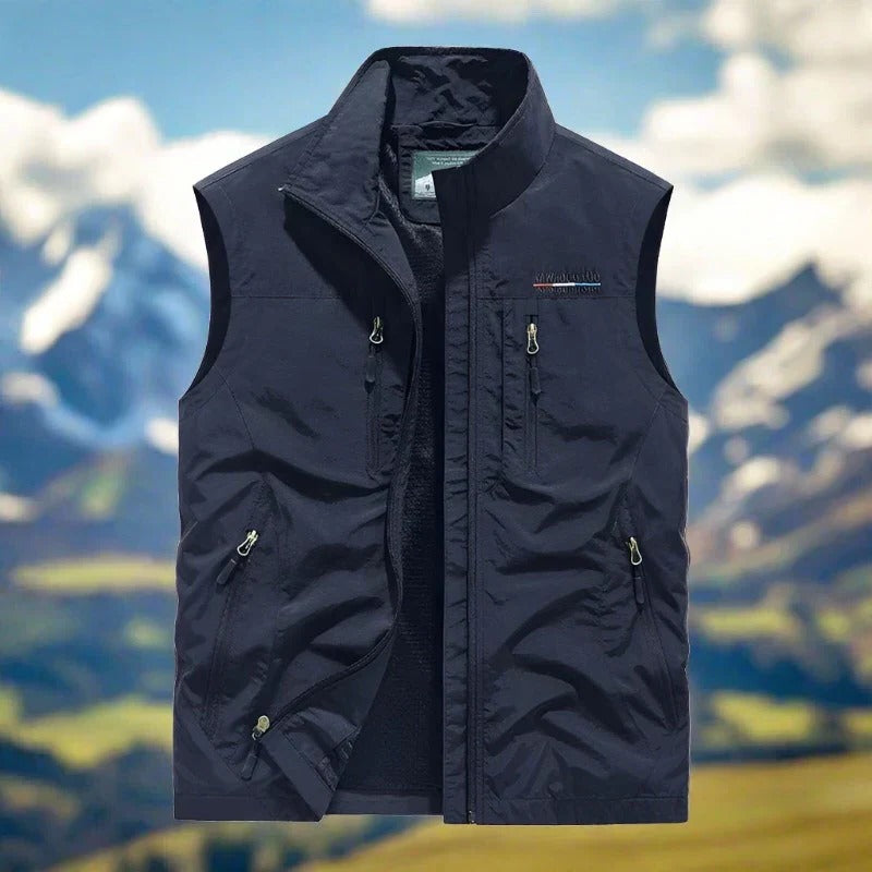 TrendAura Mens Outdoor Vest Windproof Lightweight Zip Vest With Multiple Pockets For Hiking And Everyday Wear