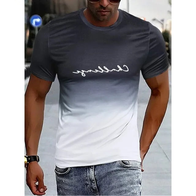 TrendAura Mens Gradient Short Sleeve T Shirt Black To Red Ombre Finish Casual Everyday Tee