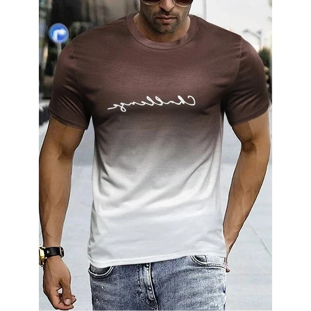 TrendAura Mens Gradient Short Sleeve T Shirt Black To Red Ombre Finish Casual Everyday Tee