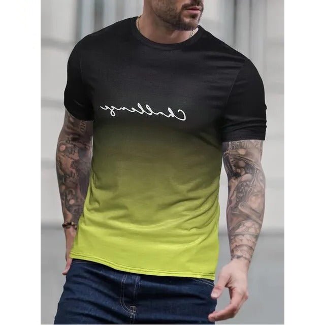 TrendAura Mens Gradient Short Sleeve T Shirt Black To Red Ombre Finish Casual Everyday Tee